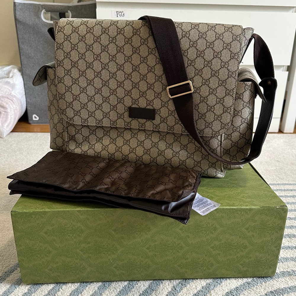 Gucci Brown Monogram Diaper Bag